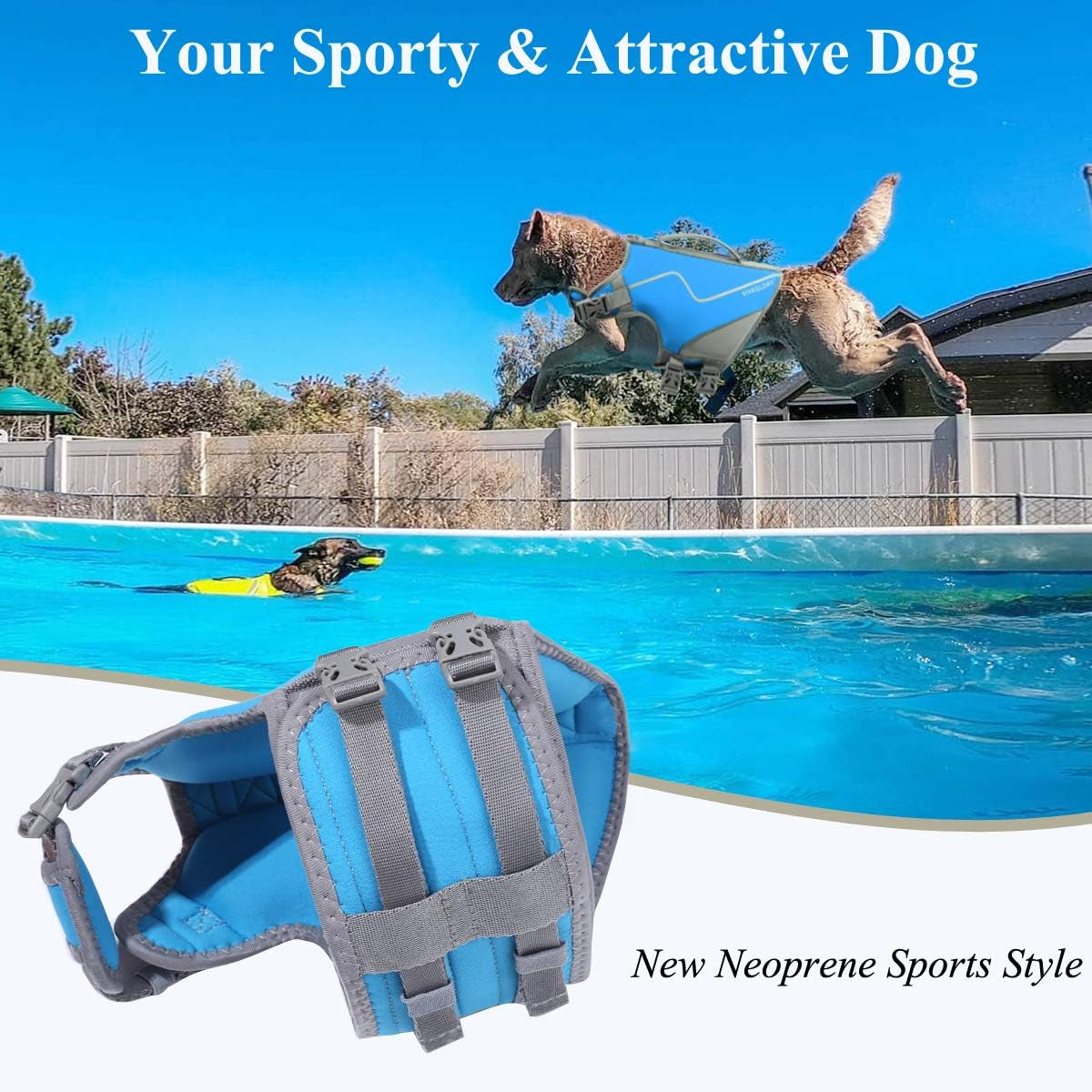 Neoprene Dog Life Jacket Puppy Life Vest for Boating Hunting & Swimming, Lightweight with Leash Ring, XS, Blue