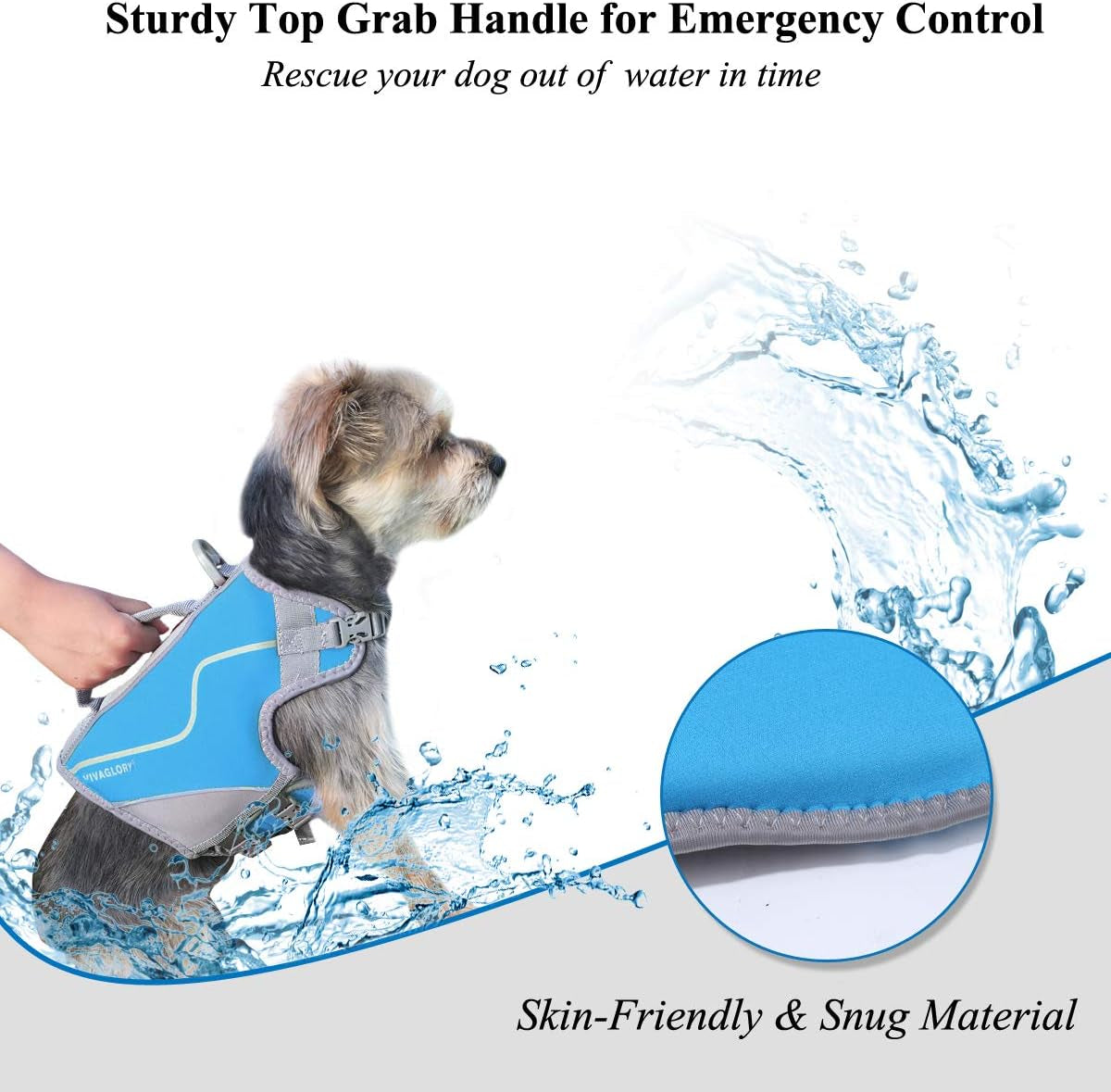 Neoprene Dog Life Jacket Puppy Life Vest for Boating Hunting & Swimming, Lightweight with Leash Ring, XS, Blue