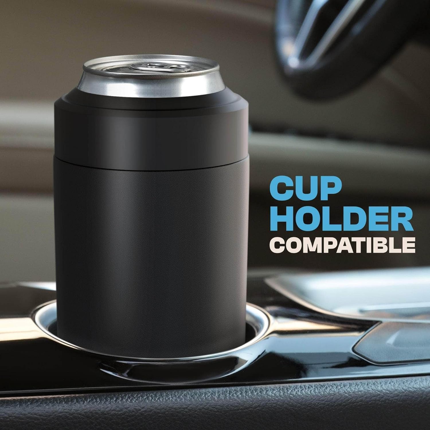 Universal Buddy Can Cooler - Fits All - for Regular 12 & 16 Oz or Slim-Size Bottles - Insulated Double-Walled Stainless Steel (Augusta)