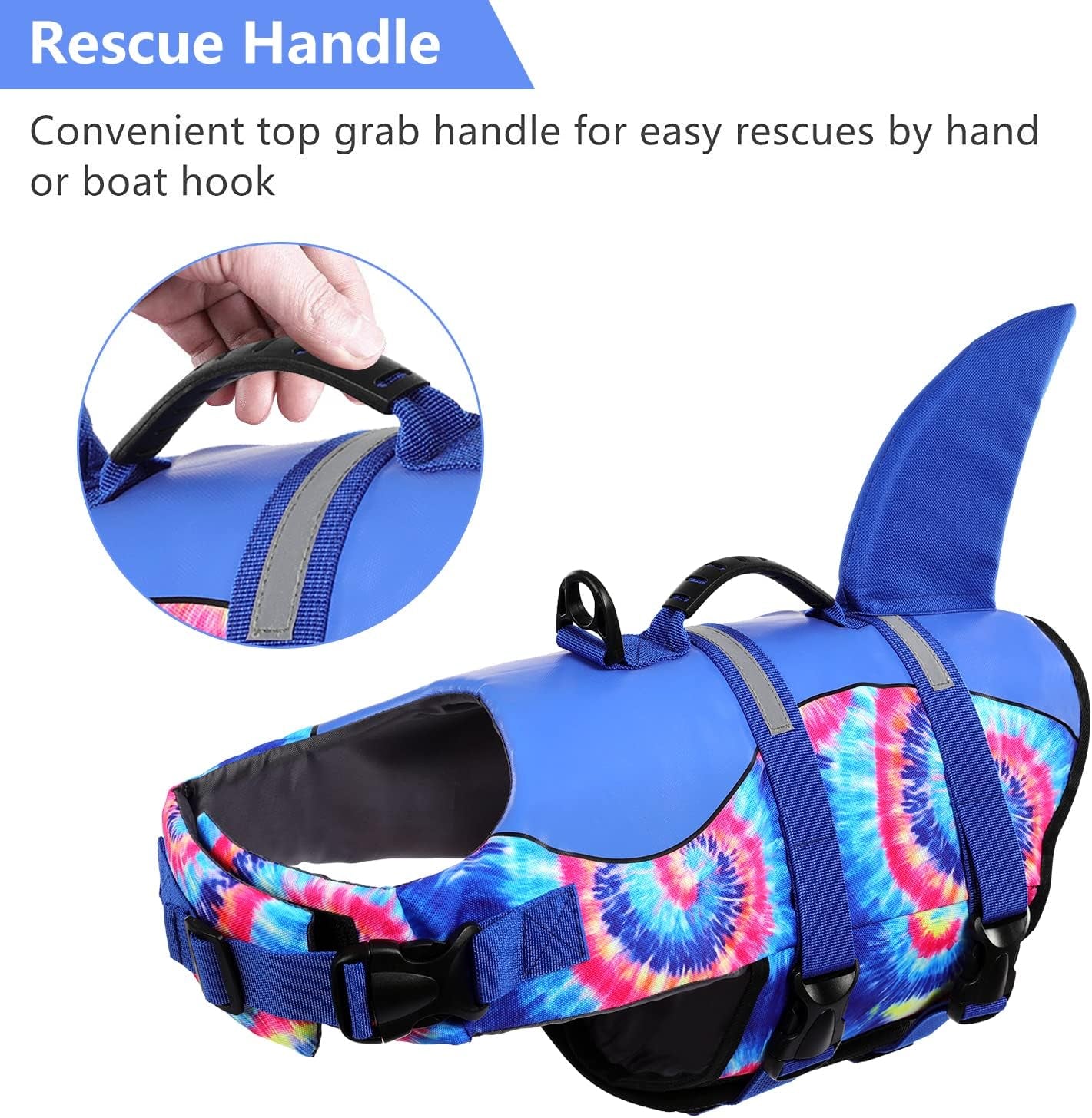 Dog Life Jacket - Pet Safety Vest for Swimming & Boating, Shark Life Jacket with Floatation, Dog Lifesavers Swimsuits for Small Medium Large Dogs