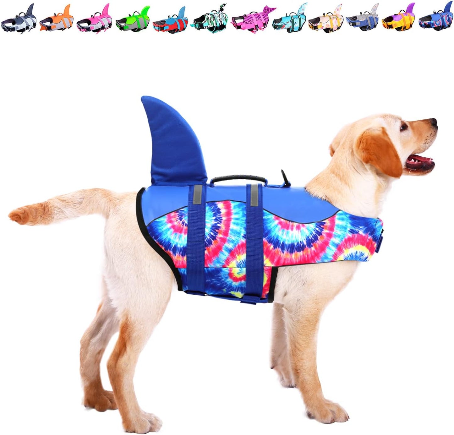 Dog Life Jacket - Pet Safety Vest for Swimming & Boating, Shark Life Jacket with Floatation, Dog Lifesavers Swimsuits for Small Medium Large Dogs