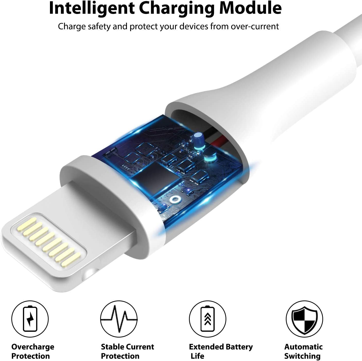 Iphone Charger Lightning Cable - 3.3Ft [Apple Mfi Certified] Fast Charging & Syncing Apple Charger Cord for Iphone 11 XS Max XR X 8 plus 7 plus 6S 6 plus Se 5, Ipad Ipod - White