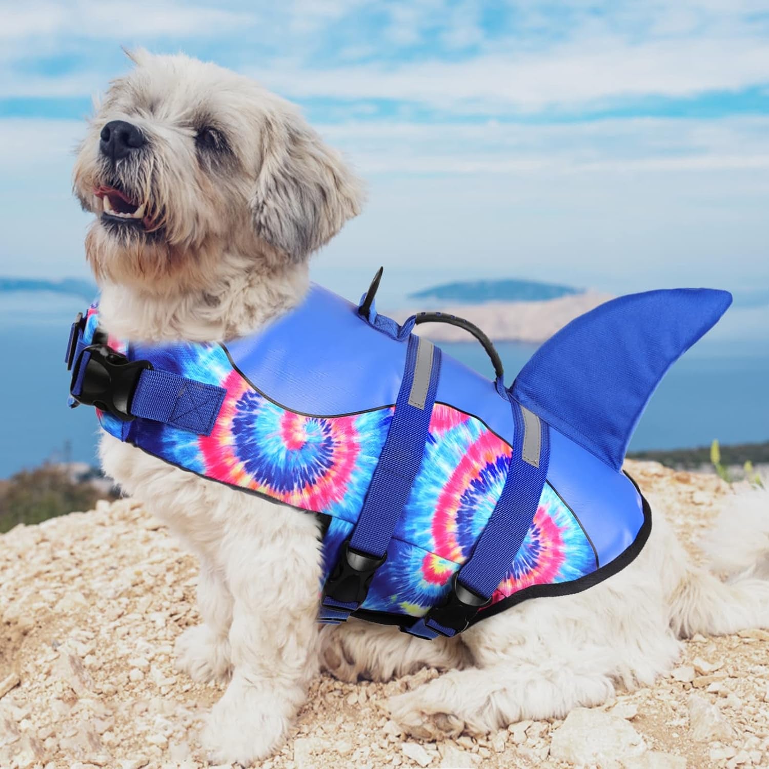Dog Life Jacket - Pet Safety Vest for Swimming & Boating, Shark Life Jacket with Floatation, Dog Lifesavers Swimsuits for Small Medium Large Dogs
