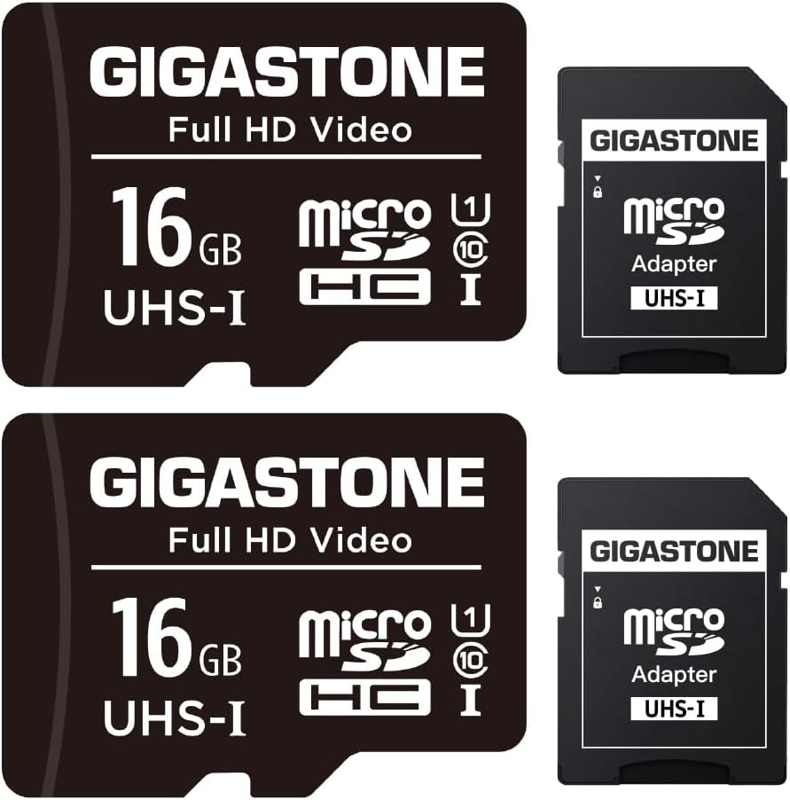 16GB 2-Pack Micro SD Card, FHD Video, Surveillance Security Cam Action Camera Drone, 85Mb/S Micro SDHC UHS-I U1 Class 10