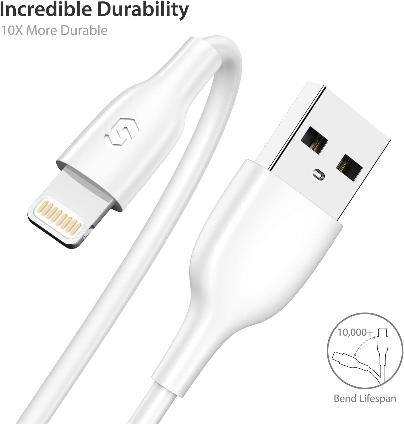 Iphone Charger Lightning Cable - 3.3Ft [Apple Mfi Certified] Fast Charging & Syncing Apple Charger Cord for Iphone 11 XS Max XR X 8 plus 7 plus 6S 6 plus Se 5, Ipad Ipod - White